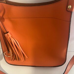 Vibrant Orange Tassel Shoulder Bag